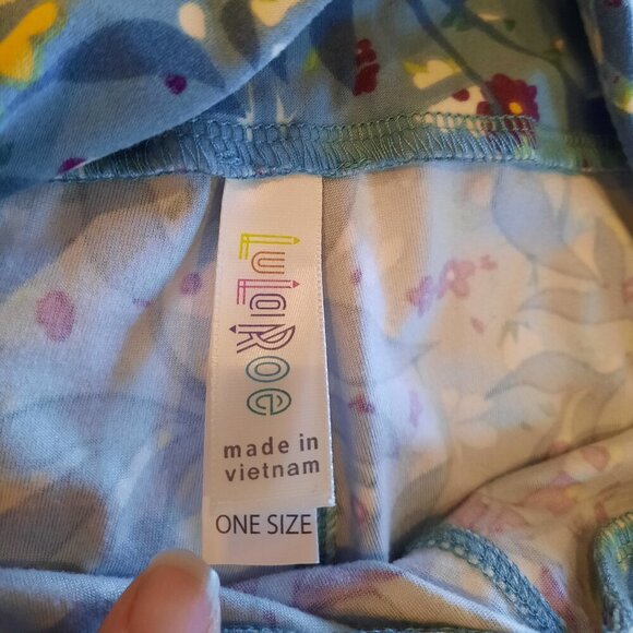 LuLaRoe OS Floral Teal Blue Leggings - BUTTERY SOFT - Picture 3 of 5